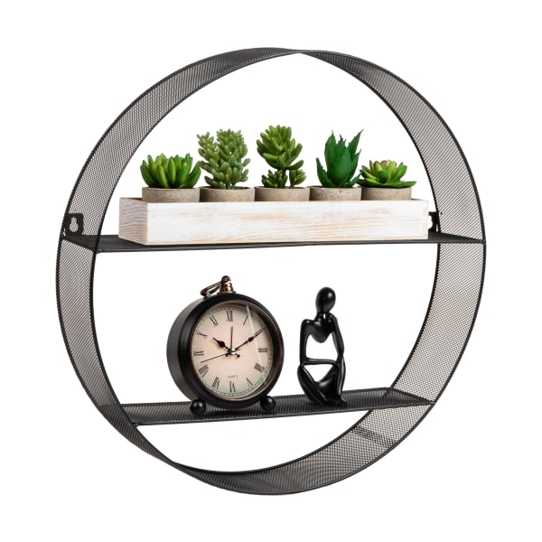 Mind Reader Circular Floating Shelf, 18inH x 4inW x 18inD, Black