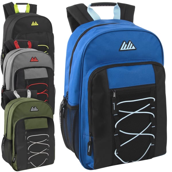 Summit Ridge Bungee Backpacks, Assorted Colors, Case Of 24 Backpacks, 2888Q24