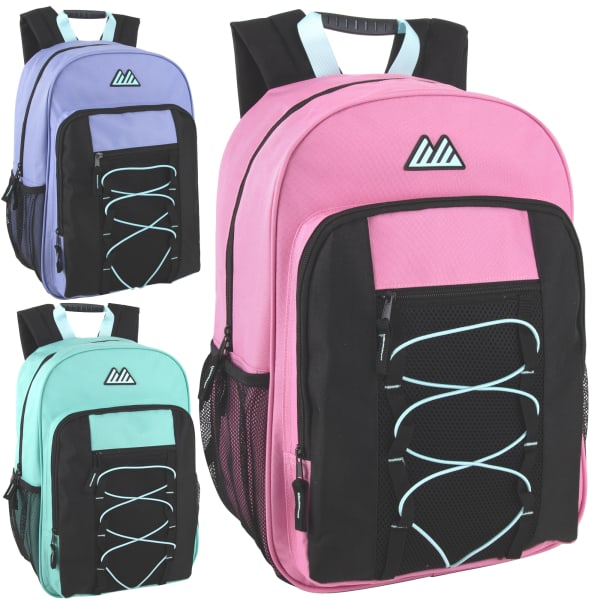Summit Ridge Bungee Backpacks, Assorted Colors, Case Of 24 Backpacks, 4016Q24