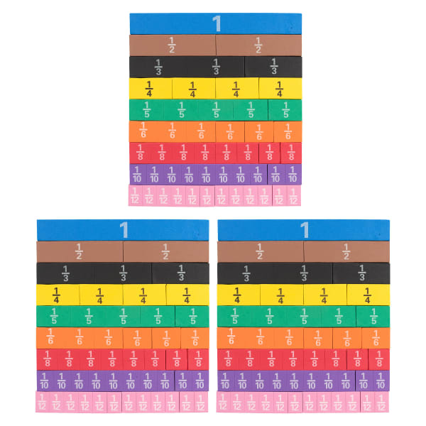 Learning Advantage Fraction Tiles, Foam, Magnetic, 51 Per Set, Pack Of 3 Sets