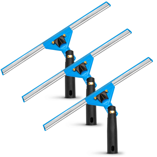 Gritt Commercial Swivel Window Squeegees With Quick Release, 14in, Blue/Silver/Black, Pack Of 3 Squeegees