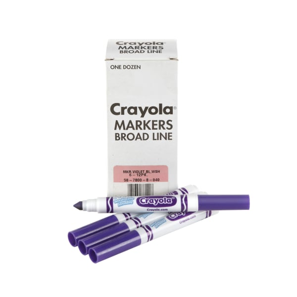 Crayola Washable Broad Line Markers, Violet, Pack Of 12 Markers
