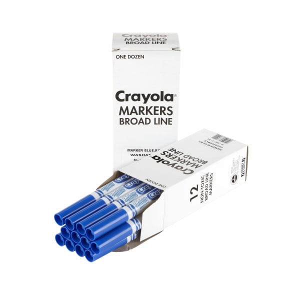 Crayola Washable Broad Line Markers, Blue, Pack Of 12 Markers