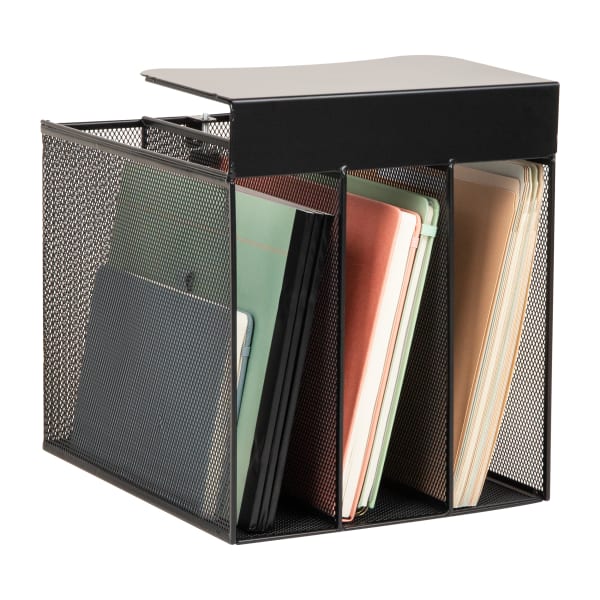 Mind Reader Slide-On Under Desk File Organizer, 11-1/2inH x 12inW x 9-3/4inD, Black