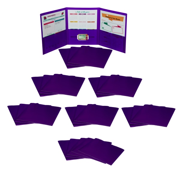 C-Line Tri-Fold Heavyweight Poly Portfolios, 8-1/2in x 11in, Purple, Pack Of 24 Portfolios