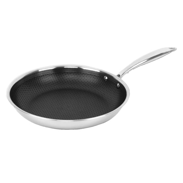 Brentwood 3-Ply Hybrid Non-Stick Stainless Steel Induction-Ready Frying Pan, 11in, Silver
