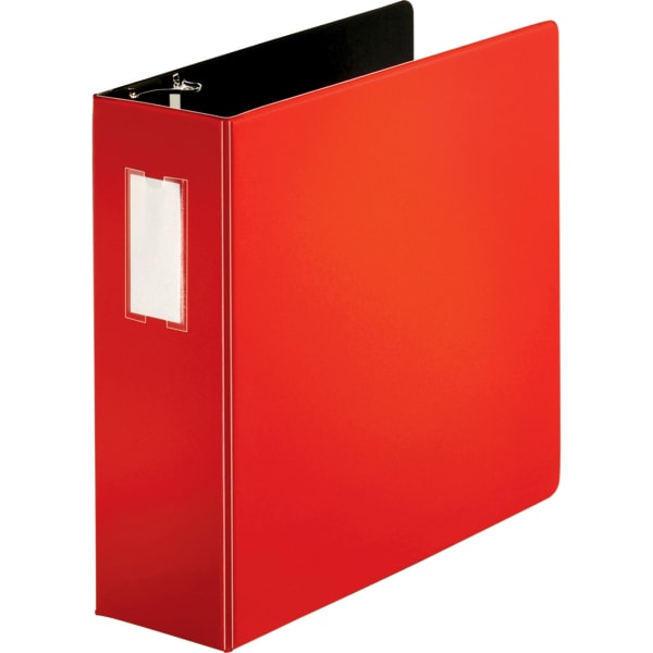 Business Source 3-Ring Binder, 4in D-Rings, Red