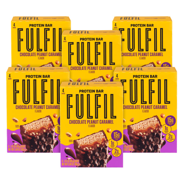 FULFIL Chocolate Peanut Caramel Flavor Vitamin & Protein Standard Bars, 1.41 Oz, Total Qty 24