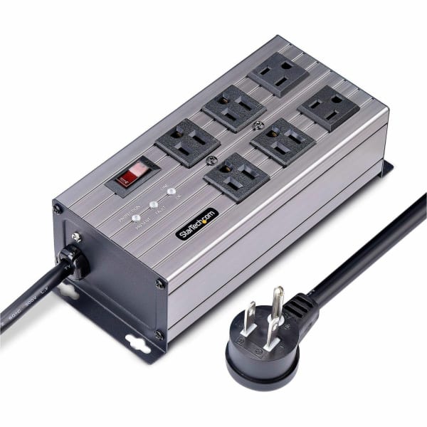 StarTech.com 6-Outlet Industrial Power Strip 125V/15A, EMI/RFI Isolation, Surge Protection, Mountable PDU, 8ft NEMA  - 6N515S8POWERSTRIP