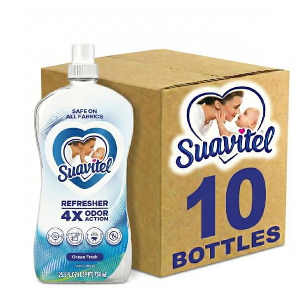 Suavitel Refresher Fabric Rinse, Ocean Fresh Scent, 25.5 Oz, Case Of 10 Bottles