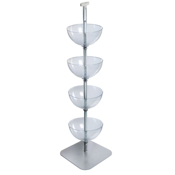 Azar Displays Tiered Bowl Floor Display With Flat Base, 4 Tiers, 14inD, Clear