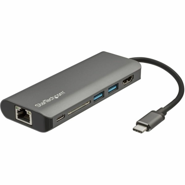 StarTech.com USB C Multiport Adapter - USB Type-C Travel Dock to 4K HDMI, 3x USB Hub, SD, GbE, 60W PD 3.0 Pas - DKT30CSDHPD3