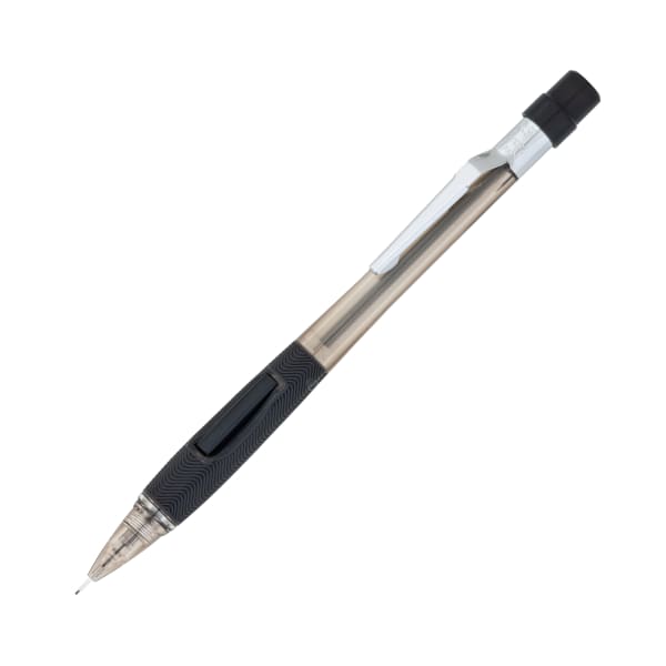 Pentel Quicker-Clicker Mechanical Pencil, 0.5mm, #2 Lead, Transparent Black Barrel