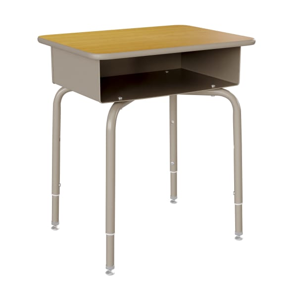 Flash Furniture Student Desk with Open Front Metal Book Box, Maple Top/Silver Frame