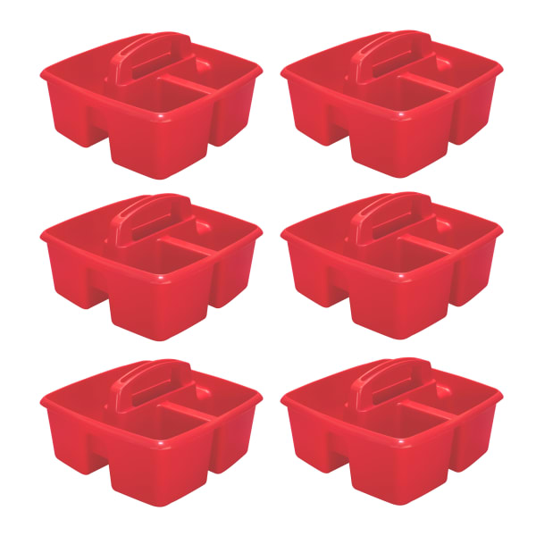 Storex Small Caddies, 5-1/4inH x 9-1/4inW x 9-1/4inD, Red, Pack Of 6 Caddies