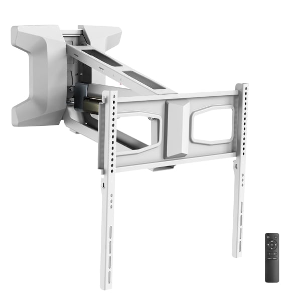 Mount-It! Motorized Steel Fireplace TV Wall Mount for 40-70in TVs, 6-3/4inH x 21inW x 28-1/2inD, White
