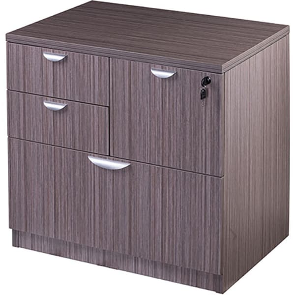 Boss Office Products Combo 31inW x 22inD Lateral 4-Drawer File Cabinet, Driftwood