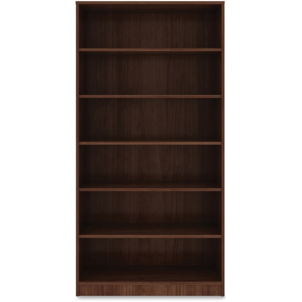 Lorell Essentials 72inH 6-Shelf Bookcase, Walnut