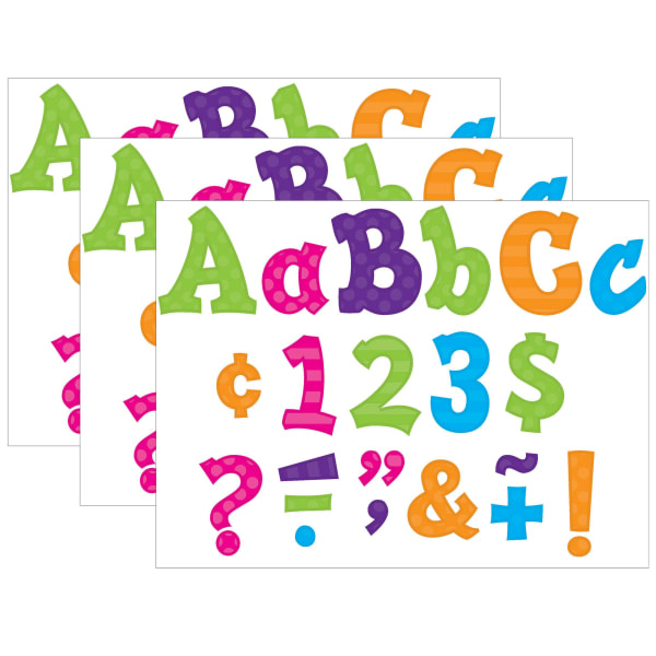 Teacher Created Resources Letters, 5in, Multi Bright Sassy Solids, 238 Characters Per Pack, Set Of 3 Packs