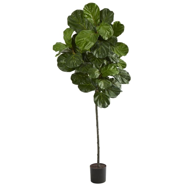 Nearly Natural Fiddle Leaf 78inH Artificial Tree With Planter, 78inH x 24inW x 24inD, Green/Black