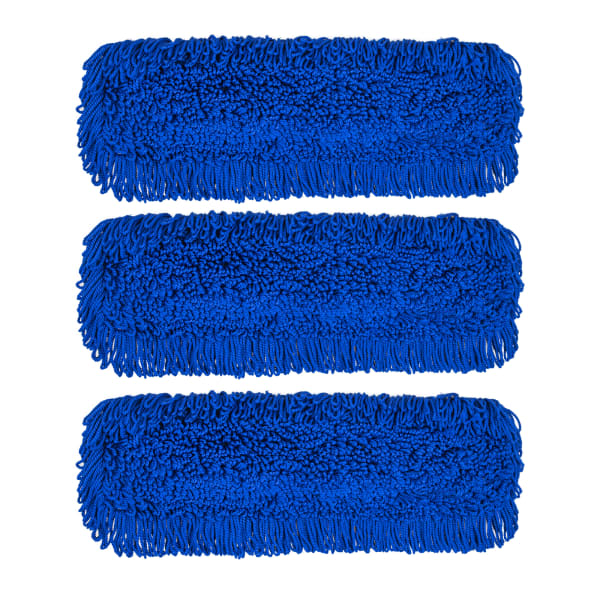 Gritt Commercial Microfiber Looped Dust Mop Pad Head, 24in, Blue, Pack Of 3 Pad Heads