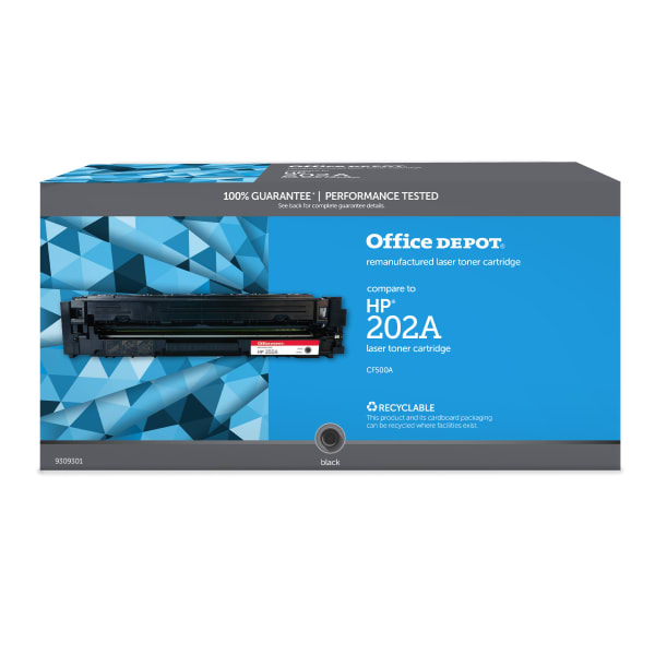 Office Depot Remanufactured Black Toner Cartridge Replacement For HP 202A, CF500A, OD202AB