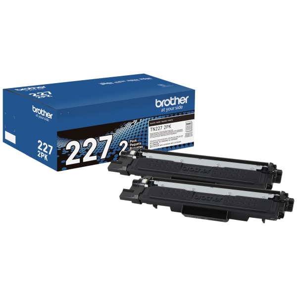 Brother TN-227 Black High Yield Toner Cartridges, Pack Of 2, TN-227BK