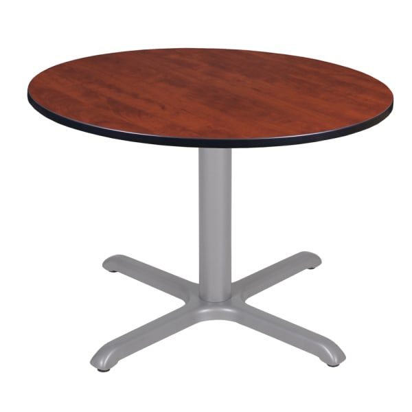Regency Cain Round X-Base Breakroom Table, 29inH x 48inW x 48inD, Cherry/Gray