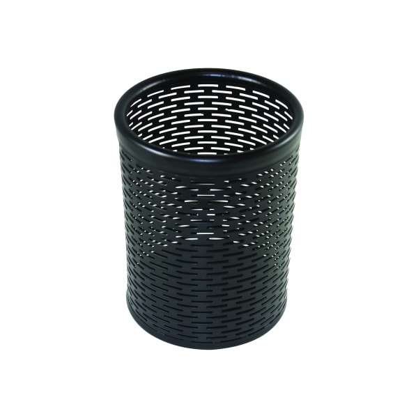 Artistic Urban Collection Punched Metal Pencil Cup - 4.5in Height x 3.5in Width x 3.5in Depth - Metal - Black - 1 Each