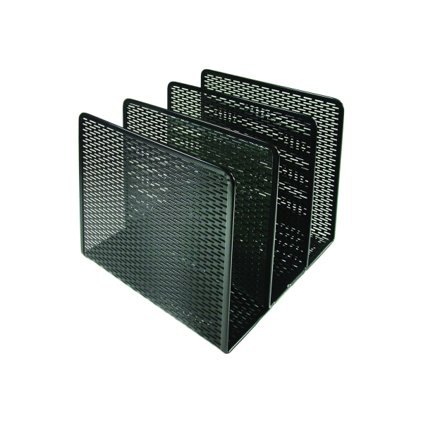 Artistic Urban Collection Punched Metal File Sorter - 3 Compartment(s) - Compartment Size : 3in - 7.25in Height x 8in Width x 8in Depth - Desktop - Heavy Duty, Scratch Resistant, Rounded Corner, Durable - Black - Steel - 1 Each