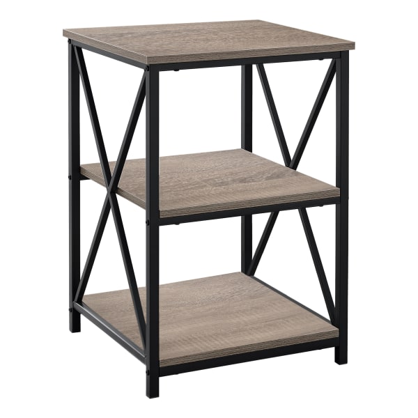 Monarch Specialties Dorothy Accent Table, 26inH x 18inW x 18inD, Dark Taupe/Black