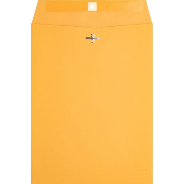 Business Source Heavy-duty Clasp Envelopes - Clasp - #90 - 9in Width x 12in Length - 28 lb - Clasp - Kraft - Kraft - 100 / Box