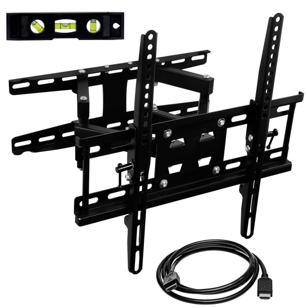 Mount-It! Full Motion Dual Arm 55in TV Wall Mount with Extension, 3-1/4inH x 6-1/4inW x 17-1/2inD, Black