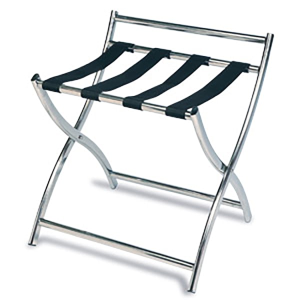 CSL Luxury Steel Luggage Racks, 22-1/2inH x 19-1/2inW x 18-1/2inD, Stainless/Black, Pack Of 6 Racks