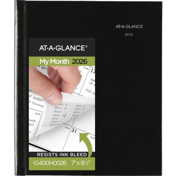 AT-A-GLANCE DayMinder 2026 Monthly Planner, Hardcover, Black, Medium, 7in x 8 1/2in