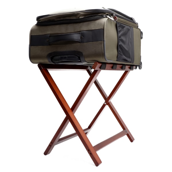 Hospitality 1 Source Wooden Luggage Racks, 20in x 22in x 14in, Walnut/Mahogany, Pack Of 4 Racks