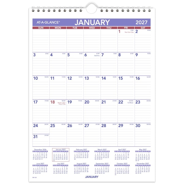 AT-A-GLANCE 2027 Monthly Wall Calendar, Small, 8in x 11in