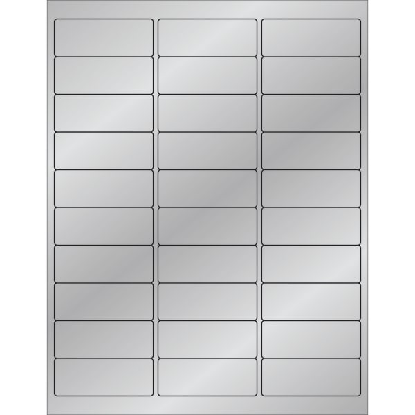 Tape Logic Foil Labels For Laser Printers, LL210SR, 1in x 2 5/8in, Rectangle, Silver, 30 Labels Per Sheet, Case Of 100 Sheets