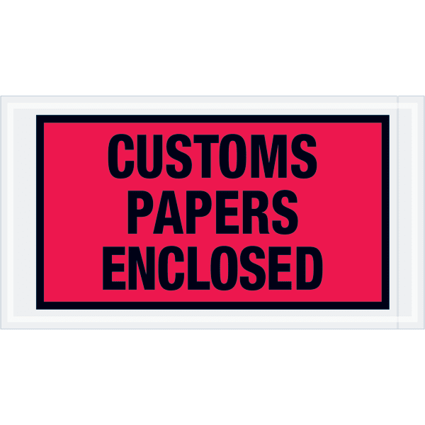 Tape Logic Preprinted Packing List Envelopes, Customs Papers Enclosed, 5 1/2in x 10in, Red, Case Of 1,000