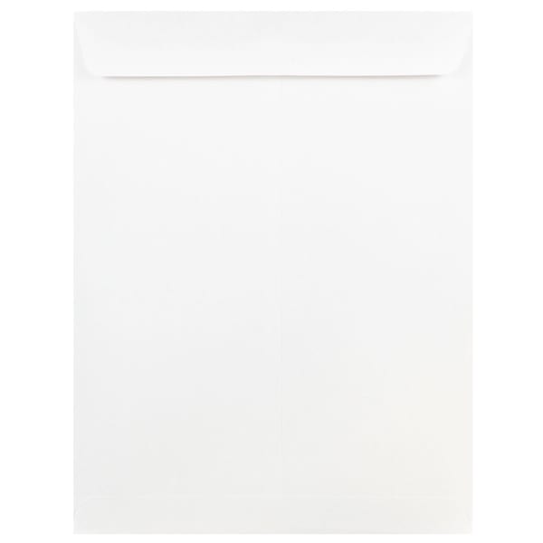 JAM Paper Open-End 9in x 12in Envelopes, Gummed Seal, White, Pack Of 50 Envelopes