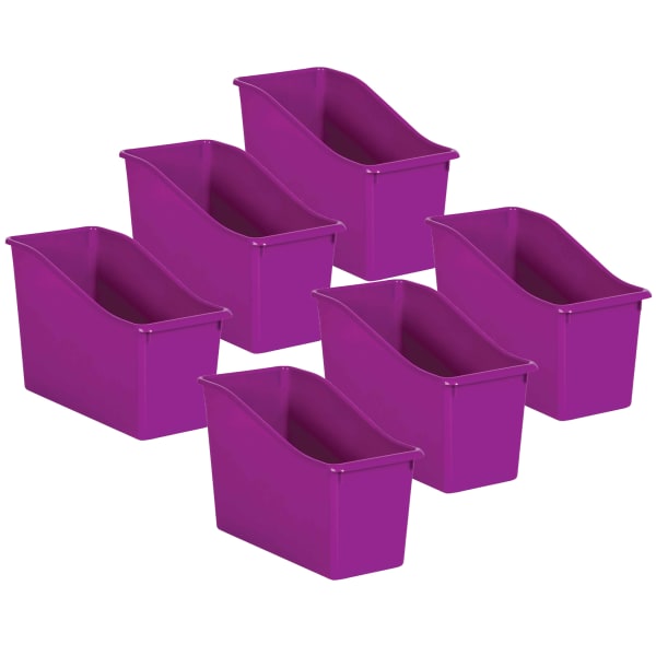 Teacher Created Resources Plastic Book Bins, 7-1/2inH x 11-3/8inW x 5-1/2inD, Purple, Pack Of 6 Bins
