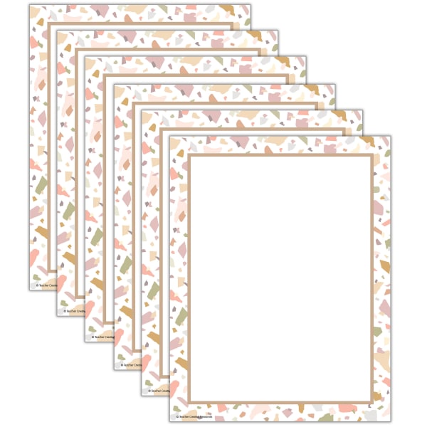 Teacher Created Resources Computer Paper, 8-1/2in x 11in, Terrazzo Tones, 50 Sheets Per Pack, Bundle Of 6 Packs