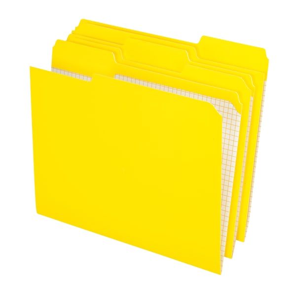 Pendaflex Color Reinforced Top File Folders With Interior Grid, 1/3 Cut, Letter Size, Yellow, Pack Of 100