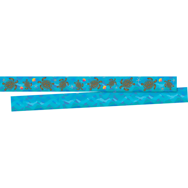 Barker Creek Double-Sided Straight-Edge Border Strips, Kai Ola Sea Turtles, 3in x 35in, Set Of 12 Strips