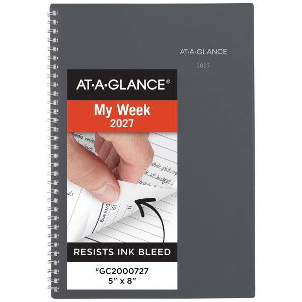 AT-A-GLANCE DayMinder 2027 Weekly Monthly Planner, Gray, Small, 5in x 8in