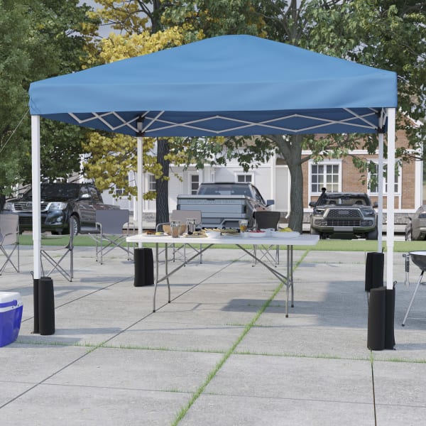 Flash Furniture 10ftx10ft Pop Up Canopy Tent with Wheeled Case and 6-Foot Bi-Fold Folding Table with Carrying Handle - Tailgate Tent Set, Blue