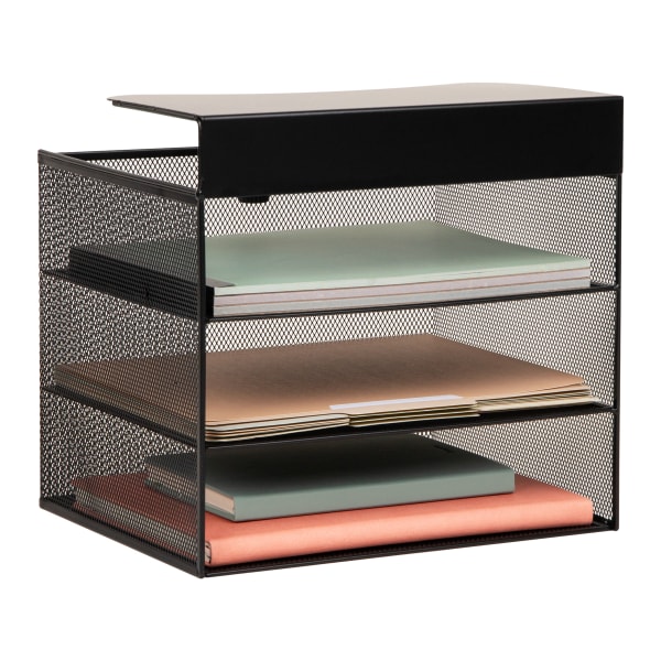 Mind Reader Slide-On Under Desk File Organizer, 11-1/2inH x 9-3/4inW x 12inD, Black