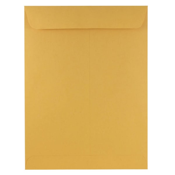 JAM Paper Open-End 9in x 12in Envelopes, Gummed Seal, Brown Kraft, Pack Of 50 Envelopes