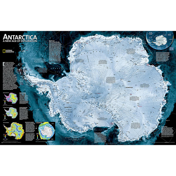 National Geographic Antarctica Satellite Map, Laminated, 31.25in x 20.25in