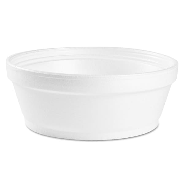 Dart Foam Containers, Squat, 8 Oz, 1-1/8inH x 4-5/8inW x 4-5/8inD, White, Carton Of 500 Containers